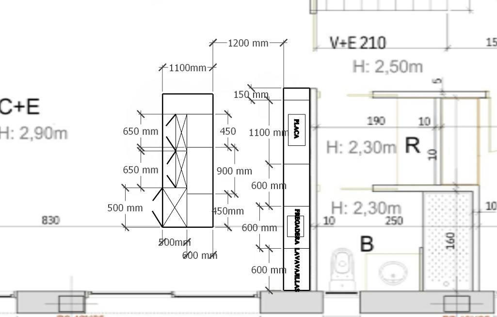 Plano técnico Cocina Pedralbes mostrando distribución